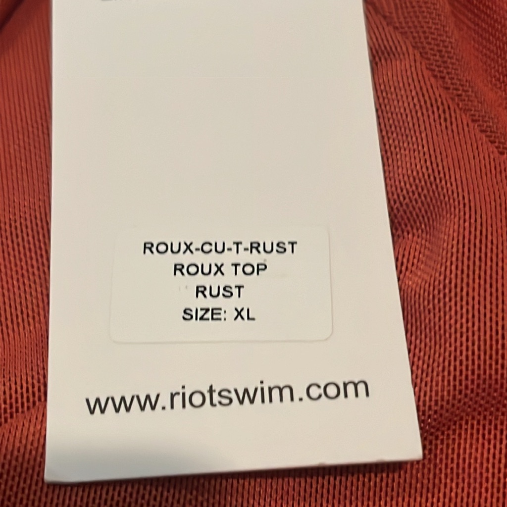Nwt Swim Roux Ruched Rust Two Piece Mesh Top Skirt Resort Cover Up Large /Xl — image 7 of 8